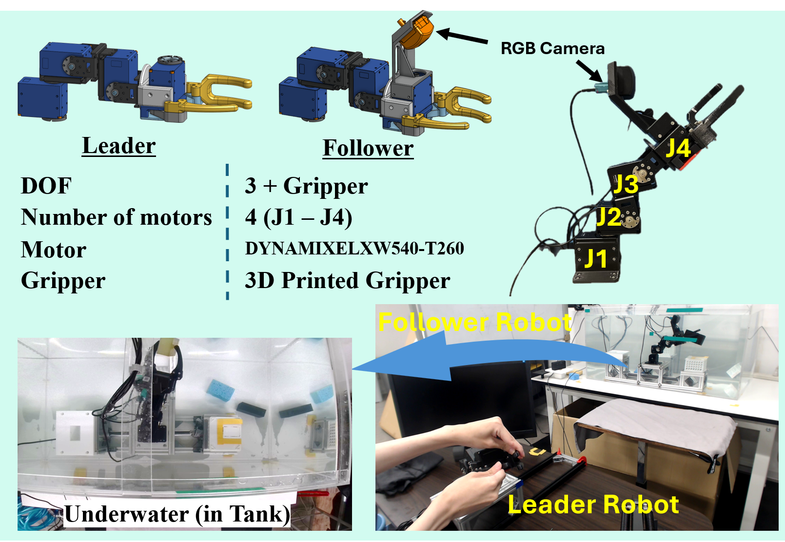 Leader and follower arms